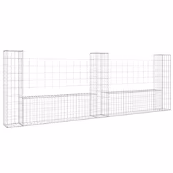 vidaXL Cesto Gabbione a U con 3 Pali in Ferro 260x20x100 cm - Vista aggiuntiva 2