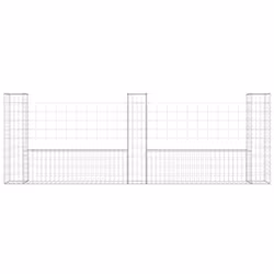 vidaXL Cesto Gabbione a U con 3 Pali in Ferro 260x20x100 cm - Vista aggiuntiva 3