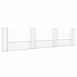vidaXL Cesto Gabbione a U con 4 Pali in Ferro 380x20x100 cm - Vista aggiuntiva 2