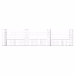 vidaXL Cesto Gabbione a U con 4 Pali in Ferro 380x20x100 cm - Vista aggiuntiva 3