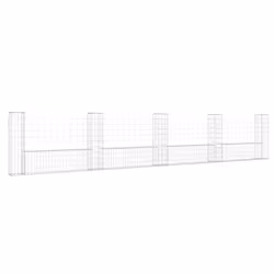 vidaXL Cesto Gabbione a U con 5 Pali in Ferro 500x20x100 cm - Vista aggiuntiva 2