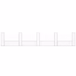 vidaXL Cesto Gabbione a U con 5 Pali in Ferro 500x20x100 cm - Vista aggiuntiva 3