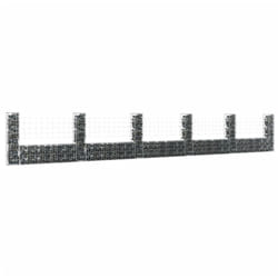Cesto Gabbione a u con 6 Pali in Ferro da giardino disponibili varie misure dimensioni: 620 x 20 x 100 cm