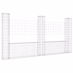 vidaXL Cesto Gabbione a U con 3 Pali in Ferro 260x20x150 cm - Vista aggiuntiva 2
