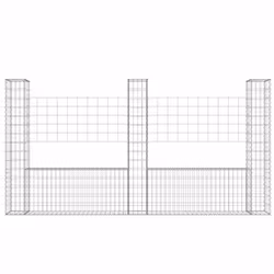 vidaXL Cesto Gabbione a U con 3 Pali in Ferro 260x20x150 cm - Vista aggiuntiva 3