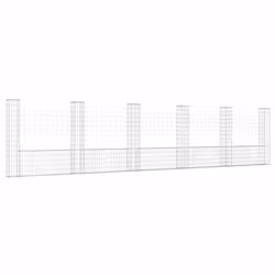 vidaXL Cesto Gabbione a U con 6 Pali in Ferro 620x20x150 cm - Vista aggiuntiva 2