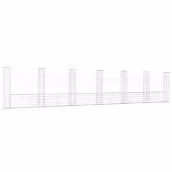 vidaXL Gabbione a U con 7 Pali in Ferro 740x20x150 cm - Vista aggiuntiva 2