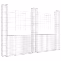 vidaXL Gabbione a U con 3 Pali in Ferro 260x20x200 cm - Vista aggiuntiva 2