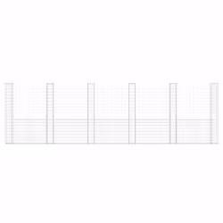vidaXL Gabbione a U con 6 Pali in Ferro 620x20x200 cm - Vista aggiuntiva 3