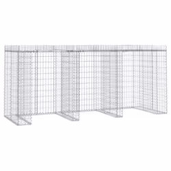 vidaXL Parete Gabbioni Bidone Spazzatura 270x91x120 cm Ferro Zincato - Vista aggiuntiva 2