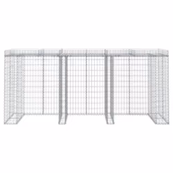 vidaXL Parete Gabbioni Bidone Spazzatura 270x91x120 cm Ferro Zincato - Vista aggiuntiva 3