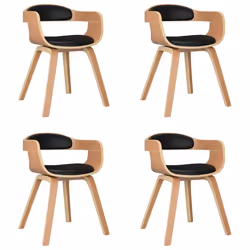 vidaXL Sedie da Pranzo 4 pz Nere in Legno Curvato e Similpelle - Vista aggiuntiva 2