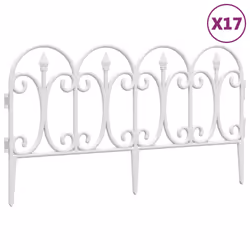 vidaXL Bordi per Prato 17 pz Bianchi 10 m in PP - Vista aggiuntiva 2