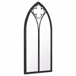 vidaXL Specchio da Giardino Nero 100x45 cm in Ferro per Uso Esterno - Vista aggiuntiva 2