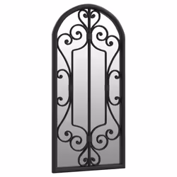 vidaXL Specchio da Giardino Nero 100x45 cm in Ferro per Uso Esterno - Vista aggiuntiva 3