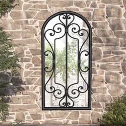 Specchio da Giardino Nero 70x30 cm in Ferro per Uso Esterno vidaXL 56691
