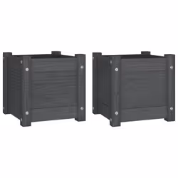 vidaXL Fioriere da Giardino 2 pz Grigie 31x31x31 cm in Legno di Pino - Vista aggiuntiva 2