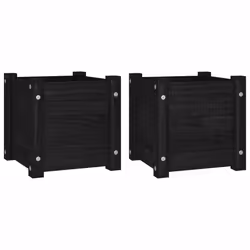 vidaXL Fioriere da Giardino 2 pz Nere 31x31x31 cm in Massello di Pino - Vista aggiuntiva 2