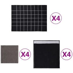 vidaXL Set Strofinacci 12 pz in Cotone Nero