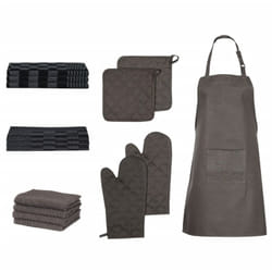 Set Strofinacci 15 pz con Guanti da Forno e Presine Cotone Nero Vidaxl 30386