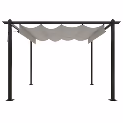 vidaXL Pergola da Giardino con Tetto Retrattile 3x3 m Crema - Vista aggiuntiva 3