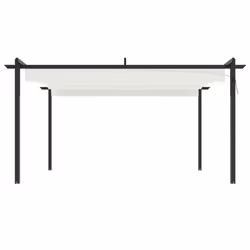 vidaXL Pergola da Giardino con Tetto Retrattile 4x3 m Crema - Vista aggiuntiva 3