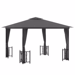 vidaXL Gazebo con Teli Laterali e Doppio Tetto 3x3 m Antracite - Vista aggiuntiva 2