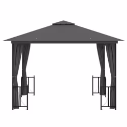 vidaXL Gazebo con Teli Laterali e Doppio Tetto 3x3 m Antracite - Vista aggiuntiva 3
