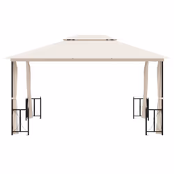 vidaXL Gazebo con Teli Laterali e Doppio Tetto 3x4 m Crema - Vista aggiuntiva 3