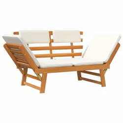 vidaXL Panca da Giardino con Cuscini 2-in-1 190 cm in Legno di Acacia - Vista aggiuntiva 2