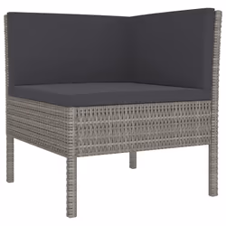 vidaXL Set Divani da Giardino 5 pz con Cuscini in Polyrattan Grigio - Vista aggiuntiva 3