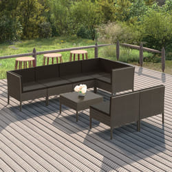 vidaXL Set Divani da Giardino 8 pz con Cuscini in Polyrattan Grigio