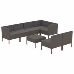 vidaXL Set Divani da Giardino 8 pz con Cuscini in Polyrattan Grigio - Vista aggiuntiva 2