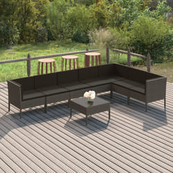 vidaXL Set Divani da Giardino 8 pz con Cuscini in Polyrattan Grigio