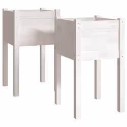 vidaXL Fioriere da Giardino 2 pz Bianche 40x40x70 cm in Legno di Pino - Vista aggiuntiva 2