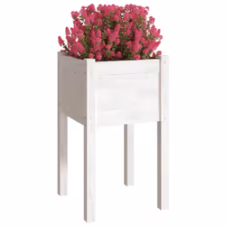 vidaXL Fioriere da Giardino 2 pz Bianche 40x40x70 cm in Legno di Pino - Vista aggiuntiva 3