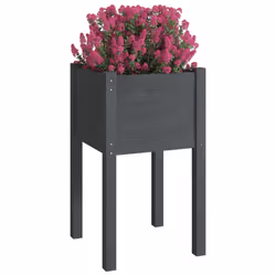 vidaXL Fioriera da Giardino Grigia 40x40x70 cm in Legno di Pino - Vista aggiuntiva 3