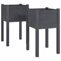 vidaXL Fioriere da Giardino 2 pz Grigie 40x40x70 cm in Legno di Pino - Vista aggiuntiva 2