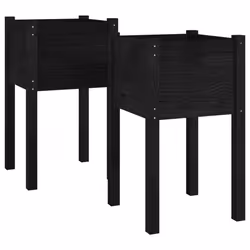 vidaXL Fioriere da Giardino 2 pz Nere 40x40x70 cm in Legno di Pino - Vista aggiuntiva 2