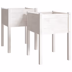 vidaXL Fioriere da Giardino 2 pz Bianche 50x50x70 cm Massello di Pino - Vista aggiuntiva 2