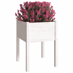 vidaXL Fioriere da Giardino 2 pz Bianche 50x50x70 cm Massello di Pino - Vista aggiuntiva 3