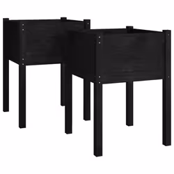 vidaXL Fioriere da Giardino 2 pz Nere 50x50x70 cm in Massello di Pino - Vista aggiuntiva 2