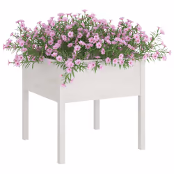 vidaXL Fioriere da Giardino 2 pz Bianche 70x70x70 cm in Legno di Pino - Vista aggiuntiva 3