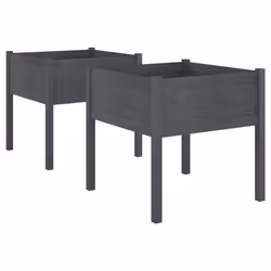 vidaXL Fioriere da Giardino 2 pz Grigie 70x70x70 cm in Legno di Pino - Vista aggiuntiva 2