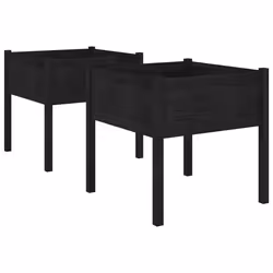vidaXL Fioriere da Giardino 2 pz Nere 70x70x70 cm in Massello di Pino - Vista aggiuntiva 2