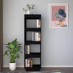 vidaXL Libreria/Divisorio Nero 40x35x135 cm in Legno Massello di Pino - Vista aggiuntiva 3