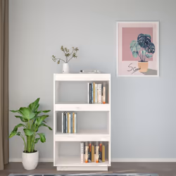 vidaXL Libreria/Divisorio Bianco 60x35x103cm in Legno Massello di Pino - Vista aggiuntiva 3