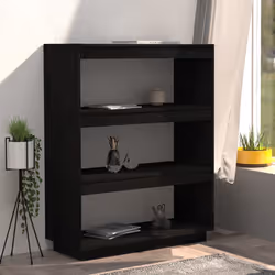 vidaXL Libreria/Divisorio Nero 80x35x103 cm in Legno Massello di Pino - Vista aggiuntiva 3