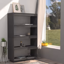 vidaXL Libreria/Divisorio Grigio 80x35x135 cm Legno Massello di Pino - Vista aggiuntiva 3