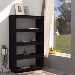vidaXL Libreria/Divisorio Nero 80x35x135 cm in Legno Massello di Pino - Vista aggiuntiva 3